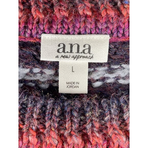 Ana Womens Size L Multicolor Striped Knit Sweater Acrylic & Polyester - Picture 8 of 10